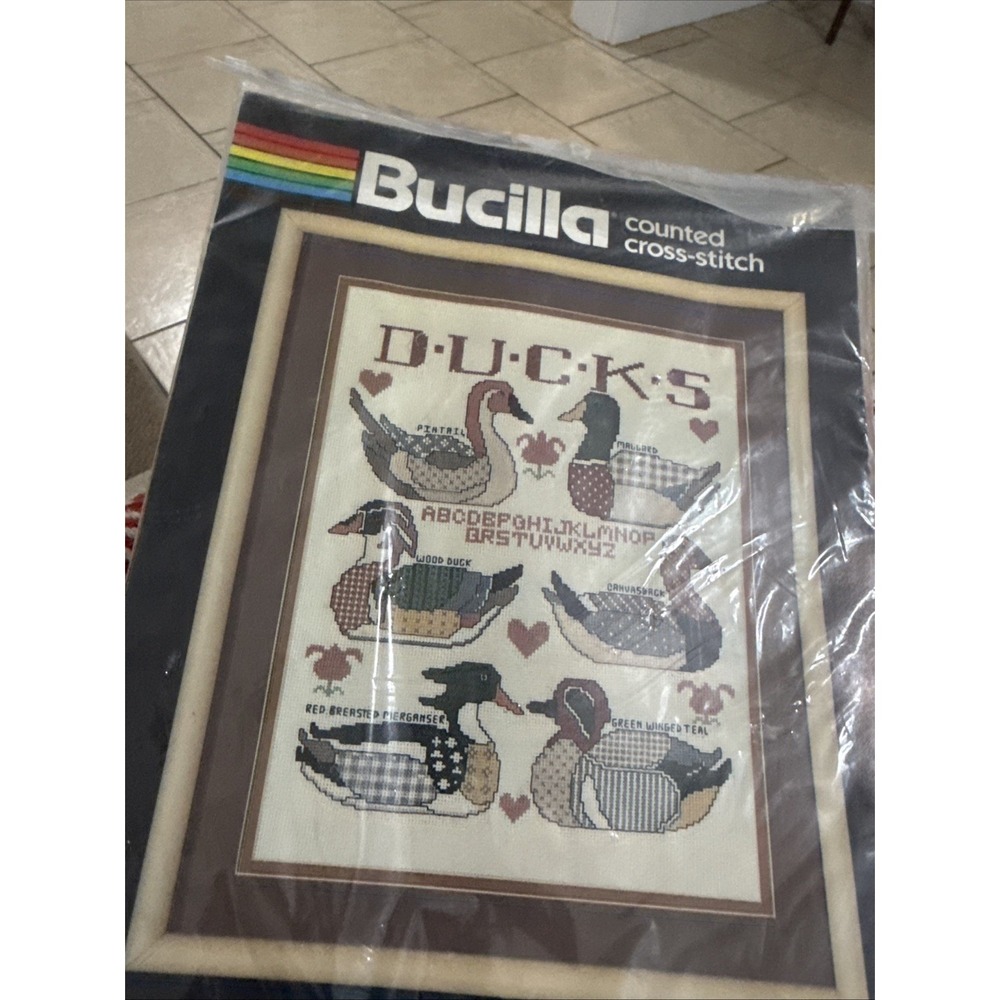 Vtg Bucilla Decoy Collection Ducks Alphabet Counted Cross Stitch Kit 49959
